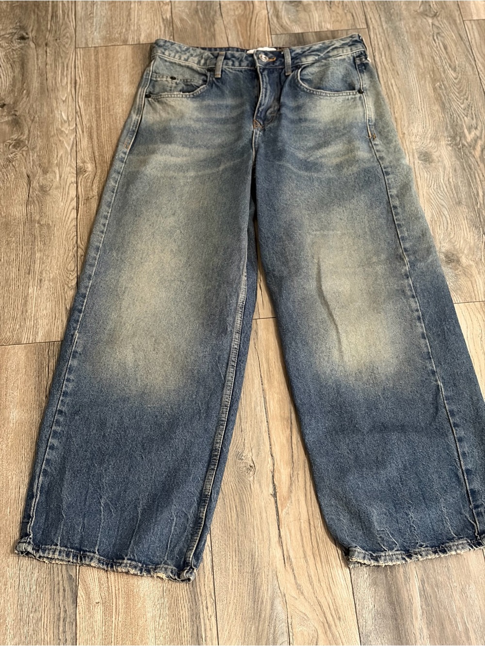 BDG Relaxed Wide-Leg Faded Blue Jeans